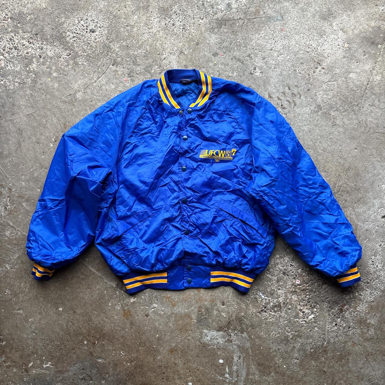Vintage Blue bomber jacket with embroidered logo