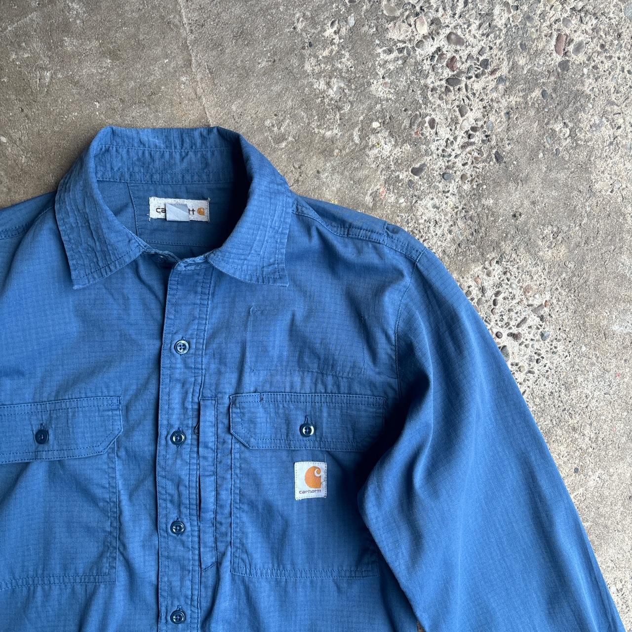 Blue Carhartt Double Pocket Textured Shirt - S