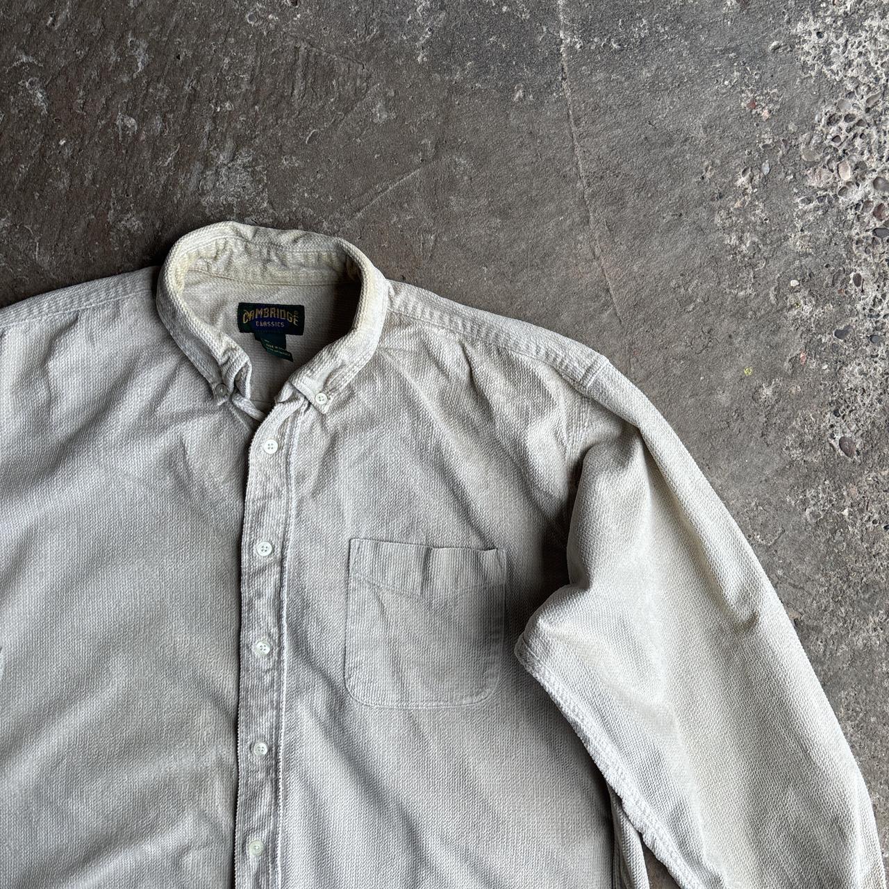 Cream Corduroy Cotton Button Up Shirt - L