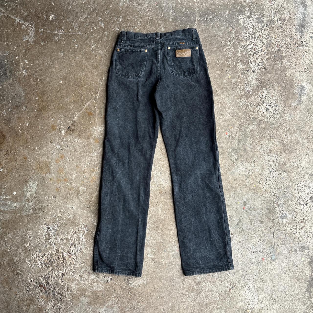 Black Washed Straight Wrangler Jeans - W28