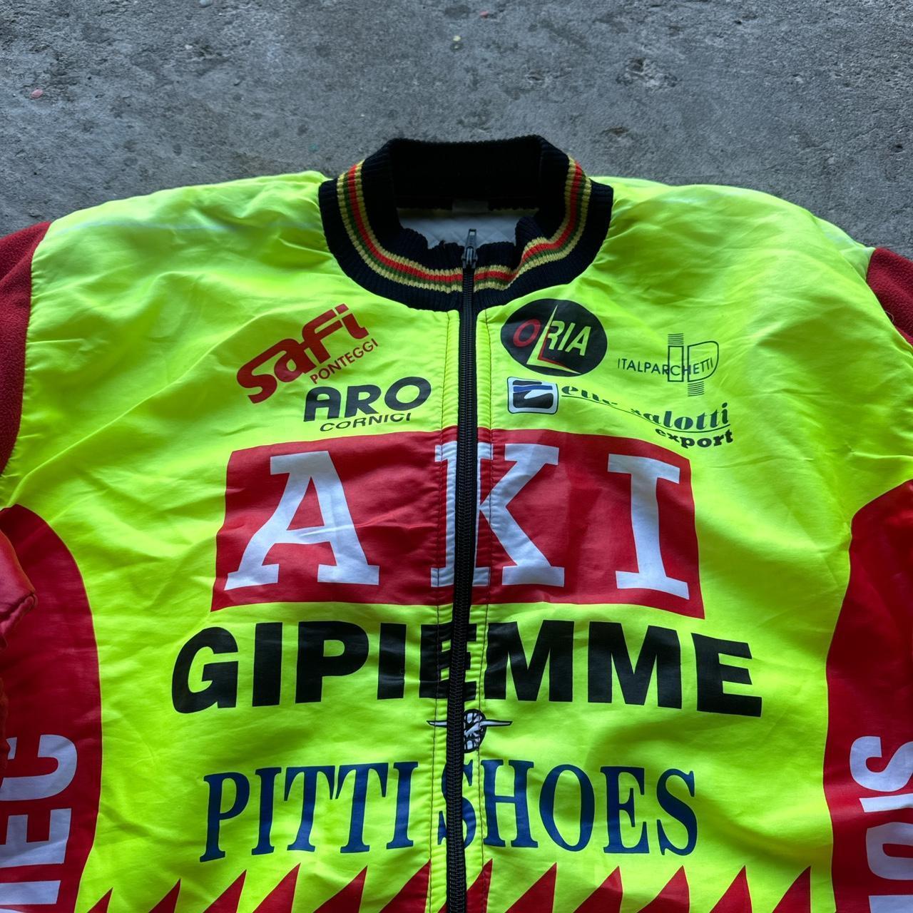 Rare and vintage Italian cycling jacket with various Italian sponsors