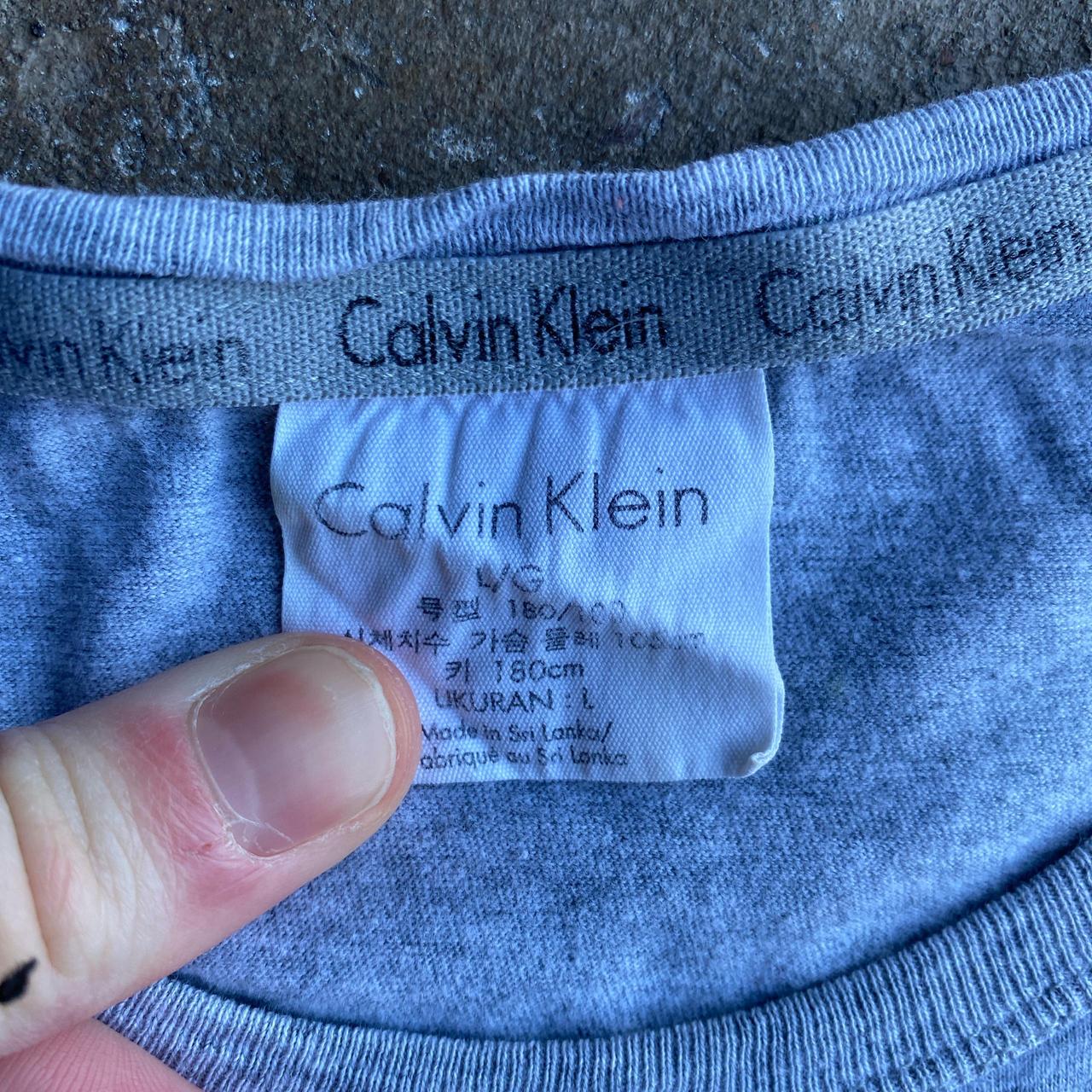 Grey Calvin Klein Text T-Shirt - L