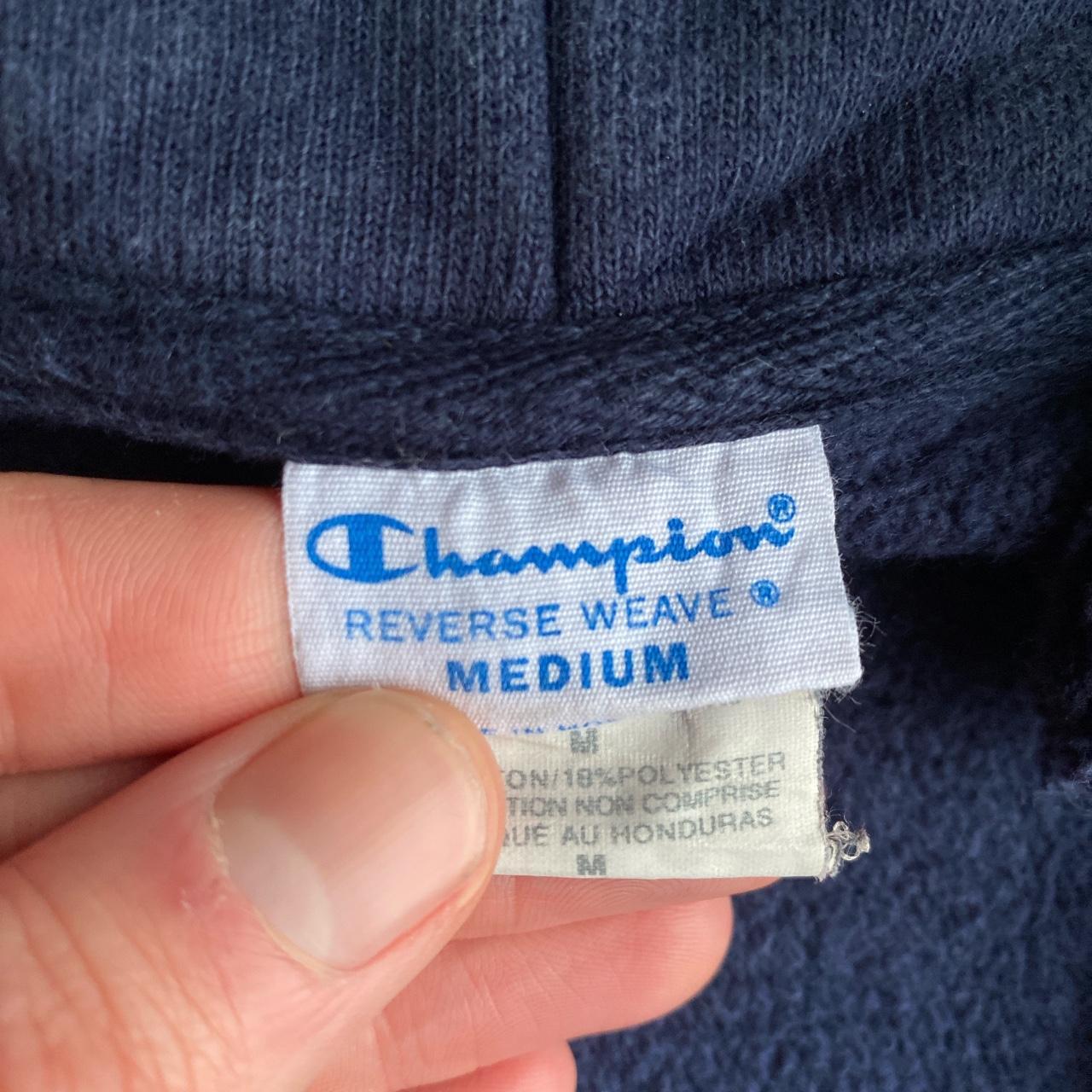 Navy Champion Reverse Weave Graphic Hoodie - M