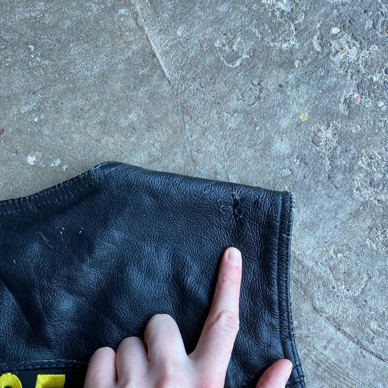 Black Leather Motorcycle Vest Jacket - 2XL