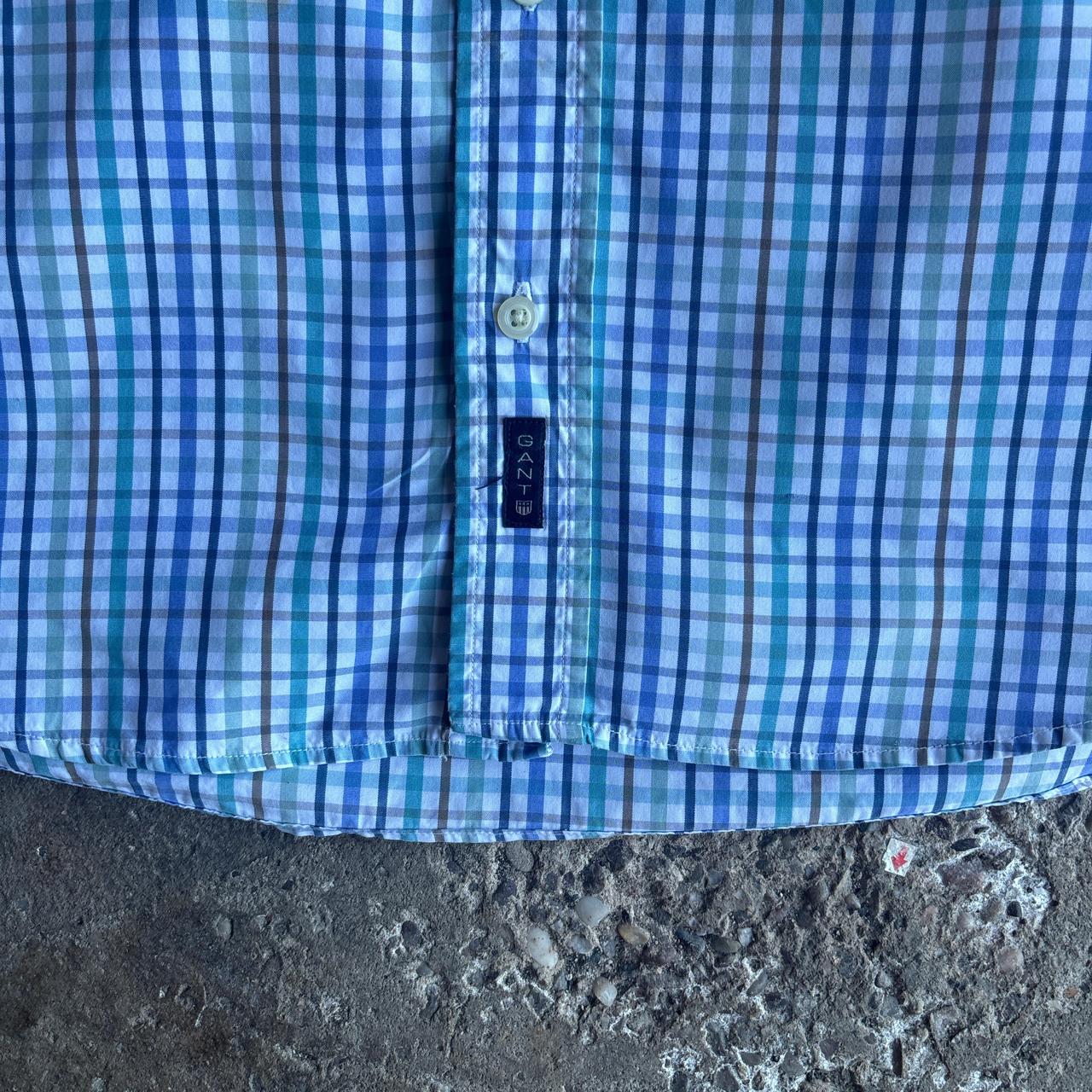 White & Blue Checkered GANT Short Sleeve Shirt