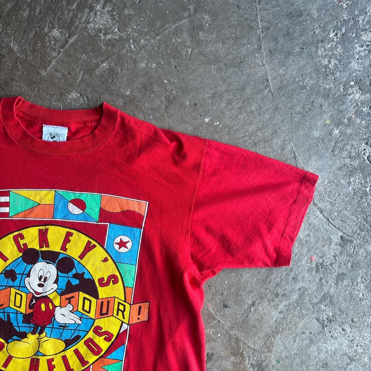 Red Mickey Mouse World Tour Vintage Single Stitch T-Shirt