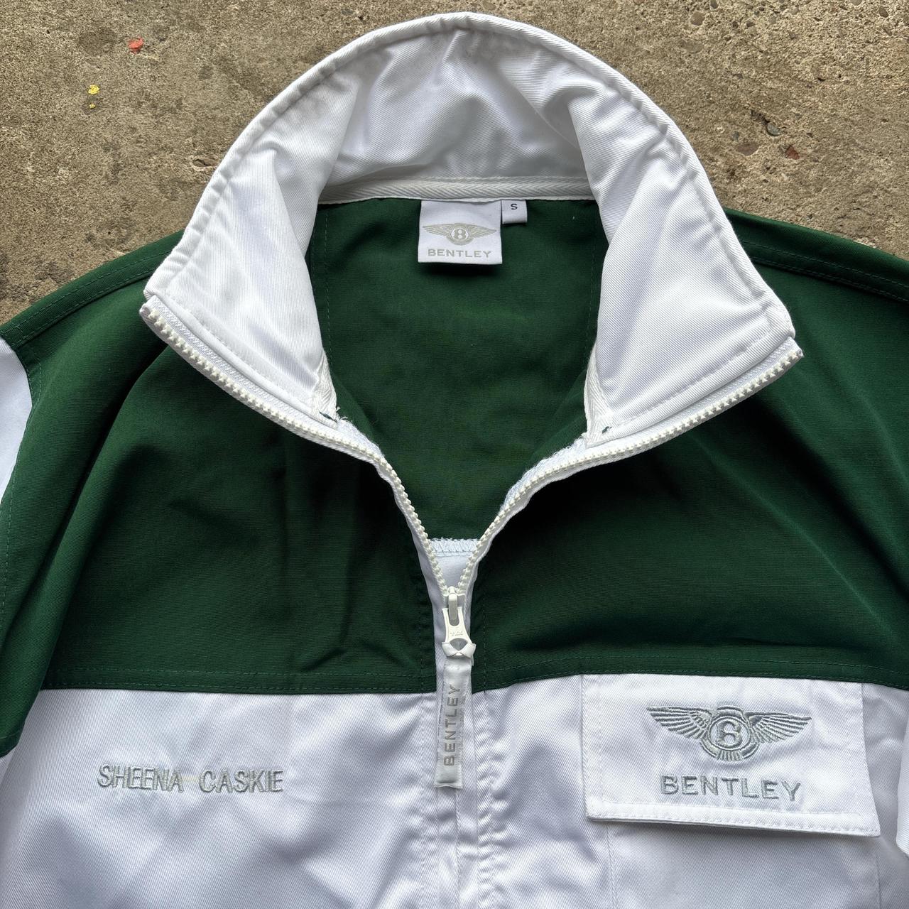 Green and white vintage Bentley worker jacket