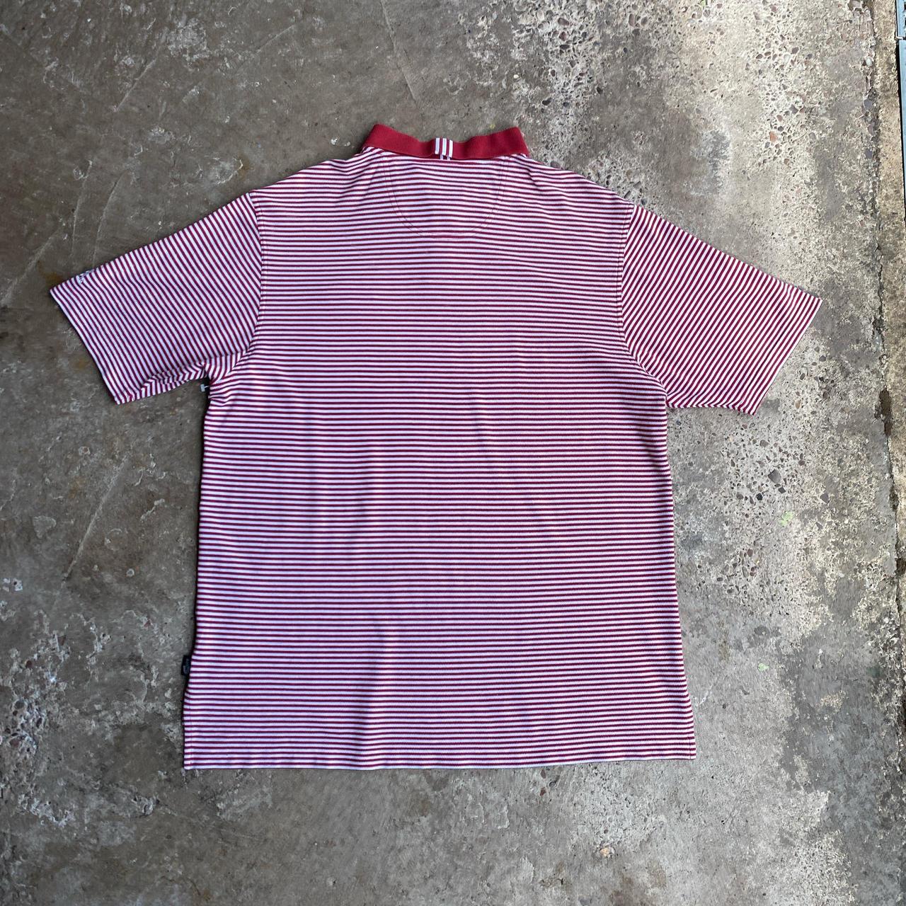Red & White Striped Adidas ‘Budweiser’ Polo Shirt - L