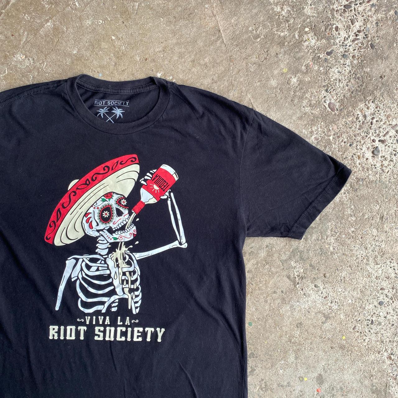Black Graphic Riot Society T-Shirt - M
