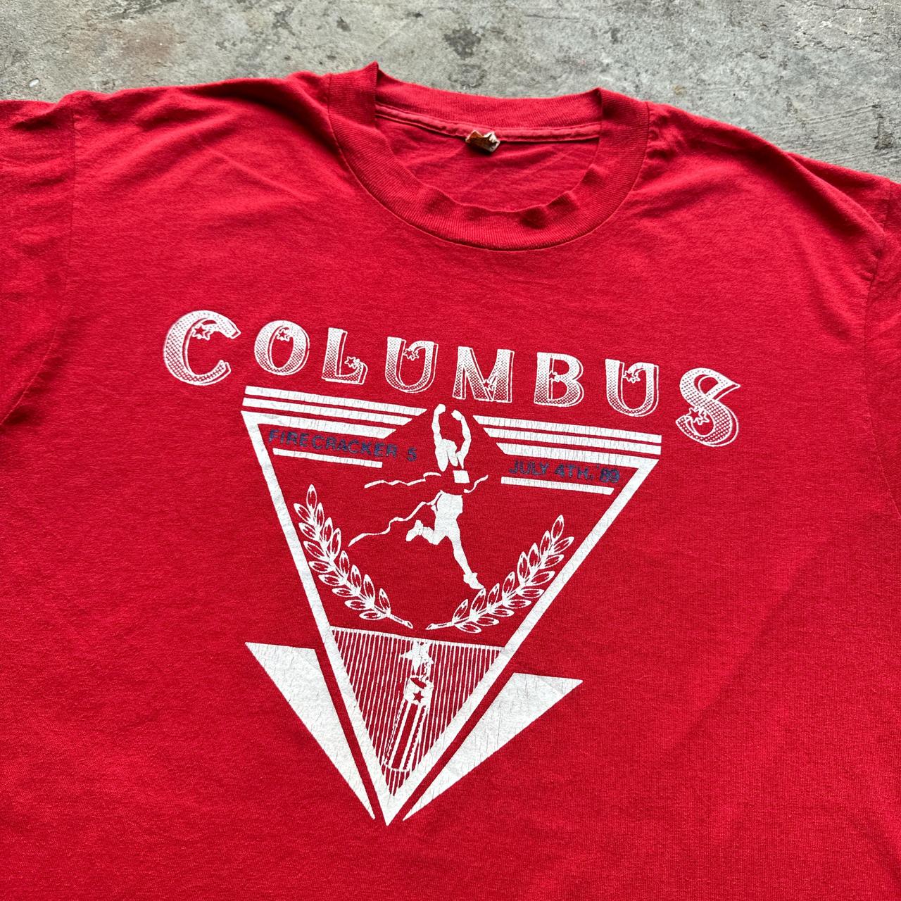 80s Red Columbus graphic tee