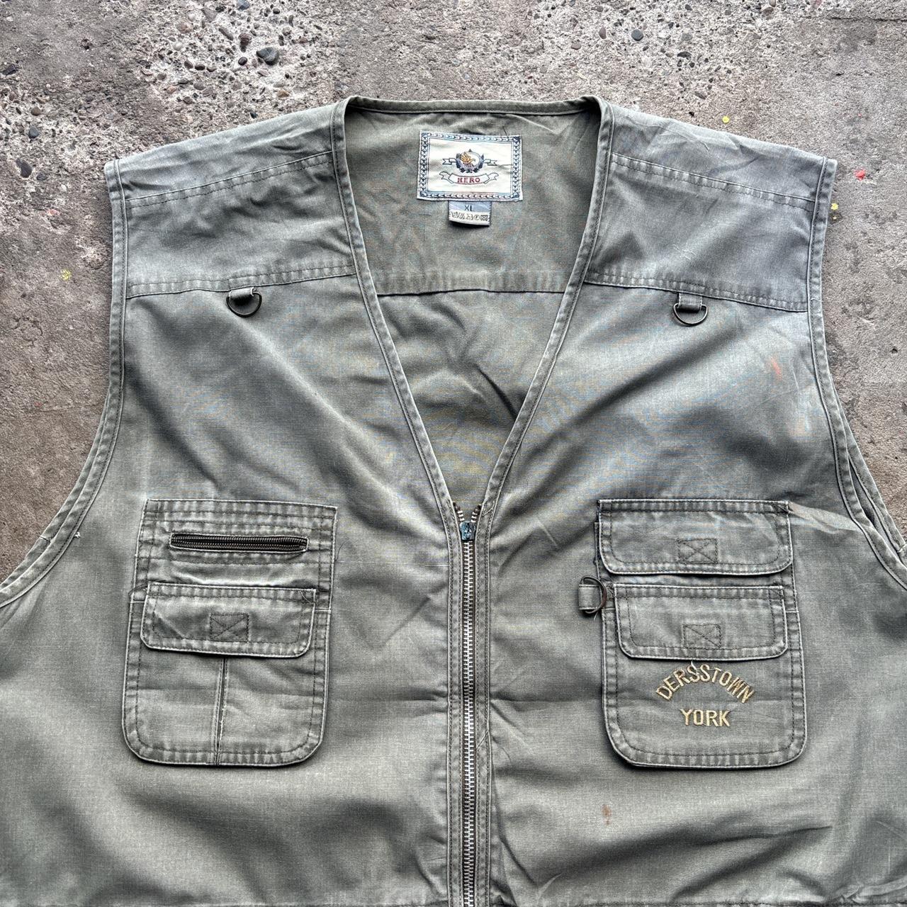 Khaki Green utility vest with embroidered logo - XL