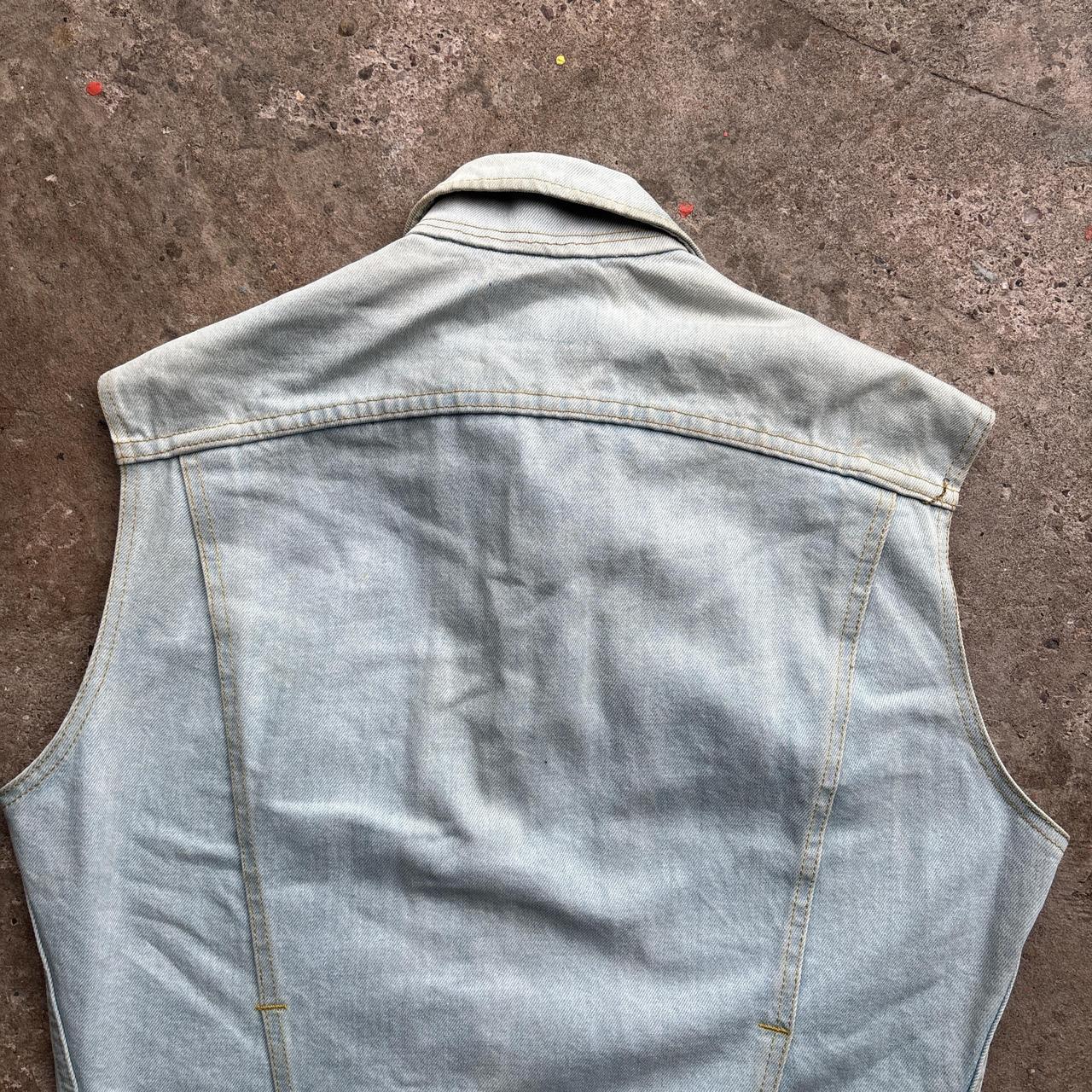Vintage Rifle Washed Light Blue Denim Vest Jacket (high quality / heavyweight)