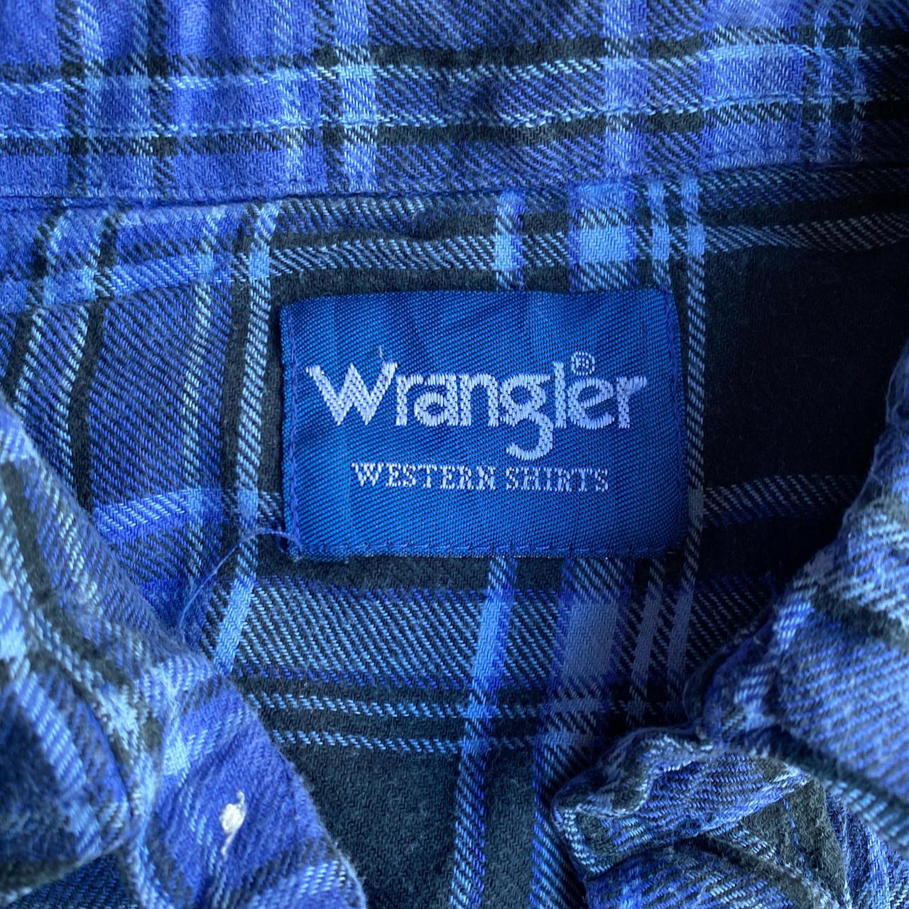 Blue & Black Plaid Flannel Wrangler Shirt - M
