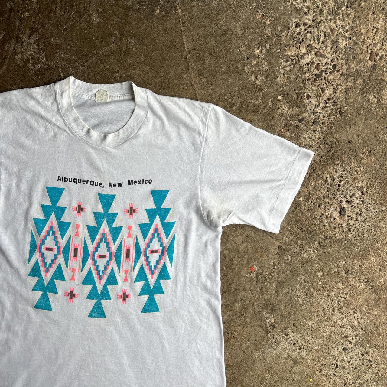 Vintage White Graphic Aztec Single Stitch T-Shirt - M