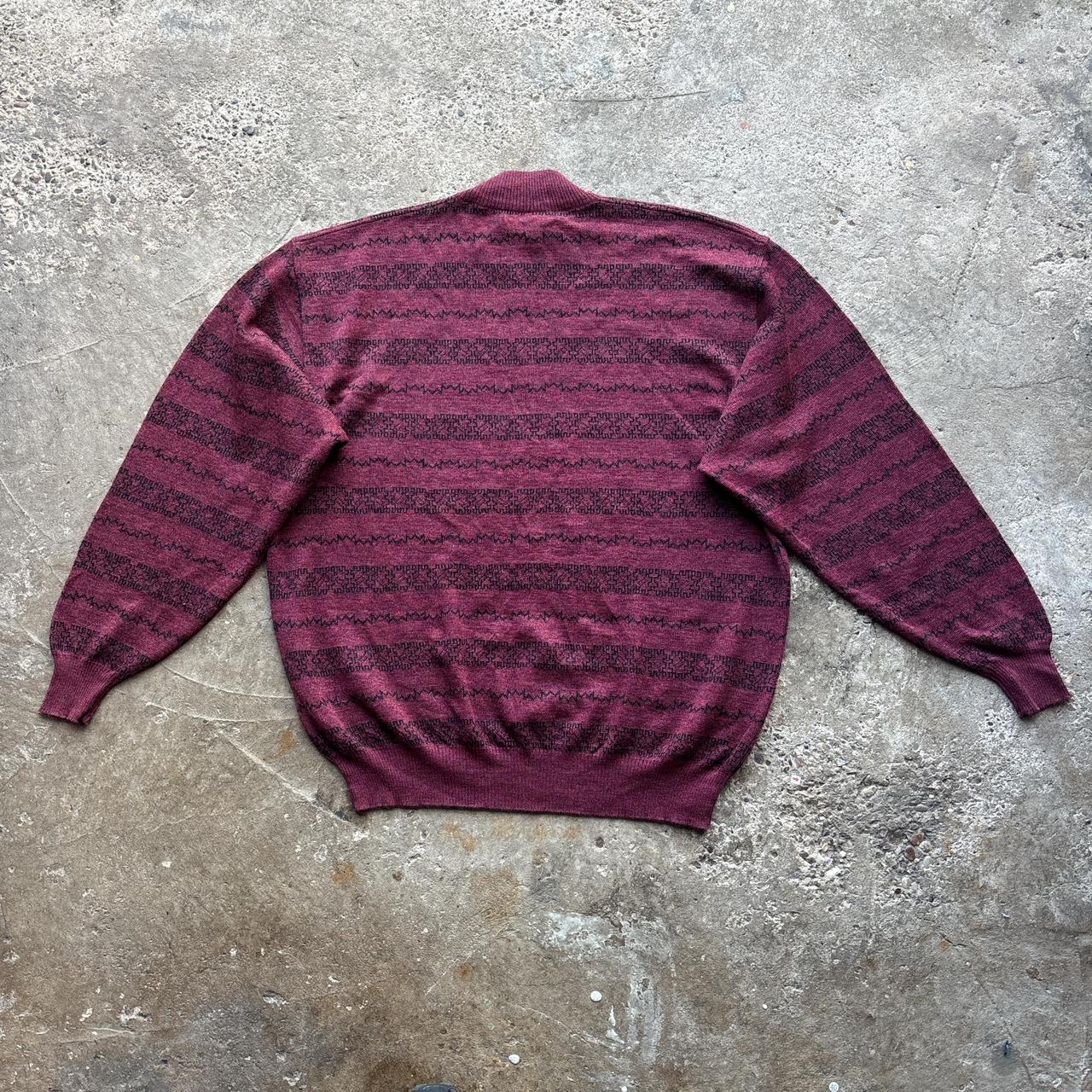 Vintage Burgundy and black patterned knitted jumper