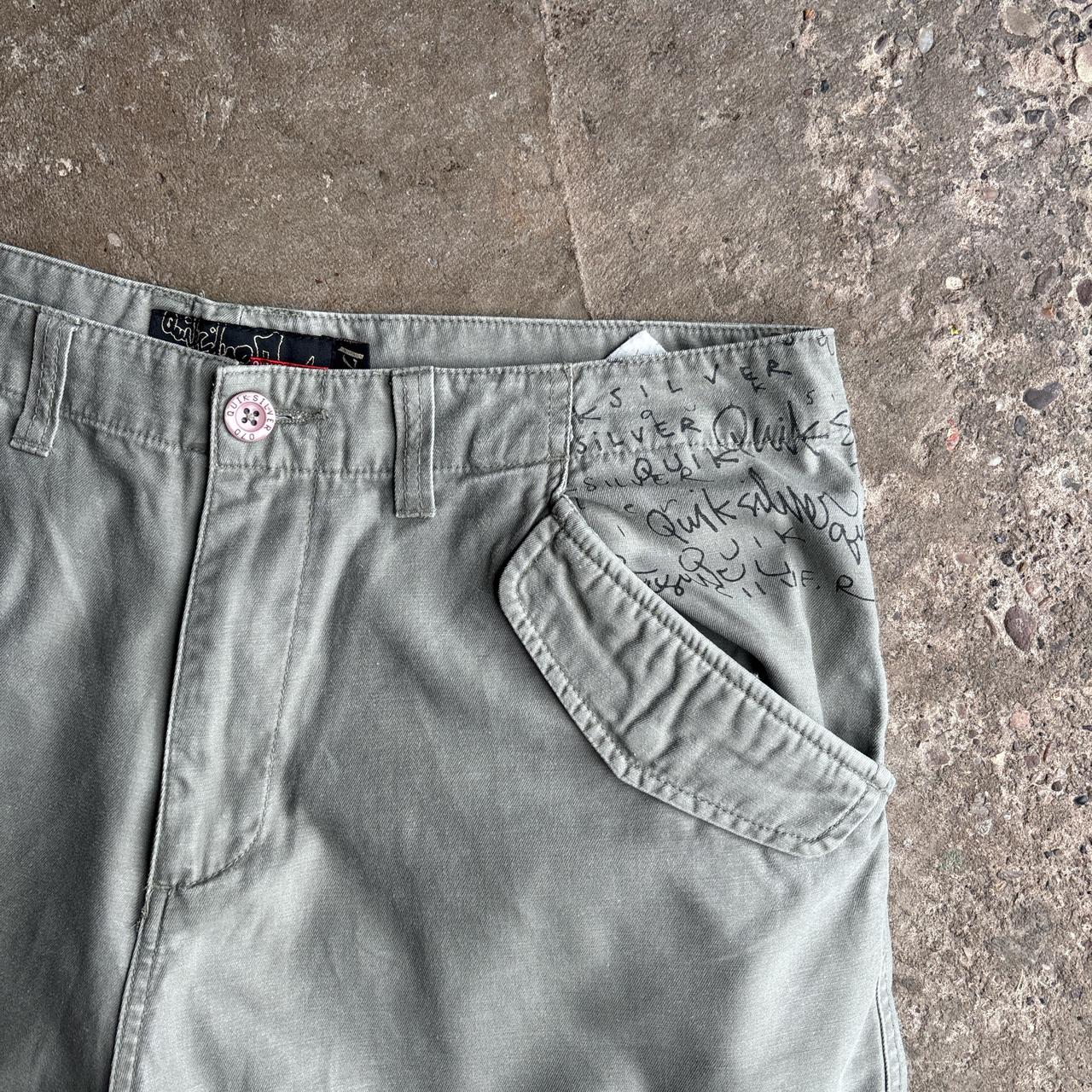 Green Quiksilver Graphic Y2K Cargo Shorts
