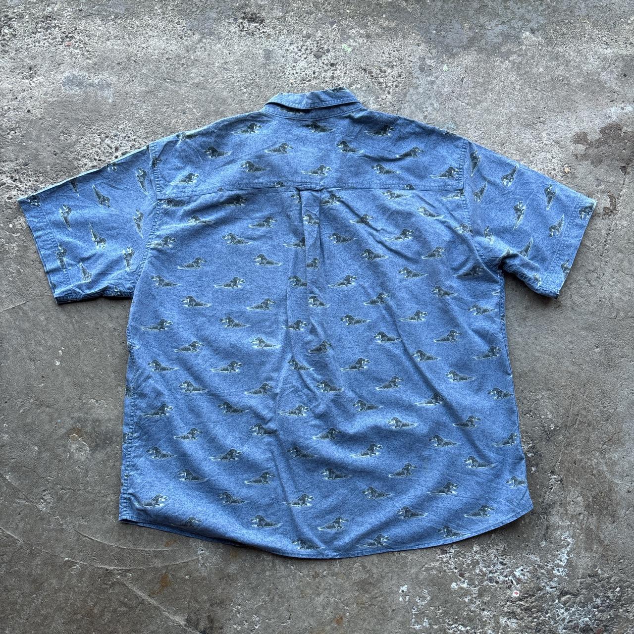 Blue Woolrich short-sleeved shirt with sea lion pattern