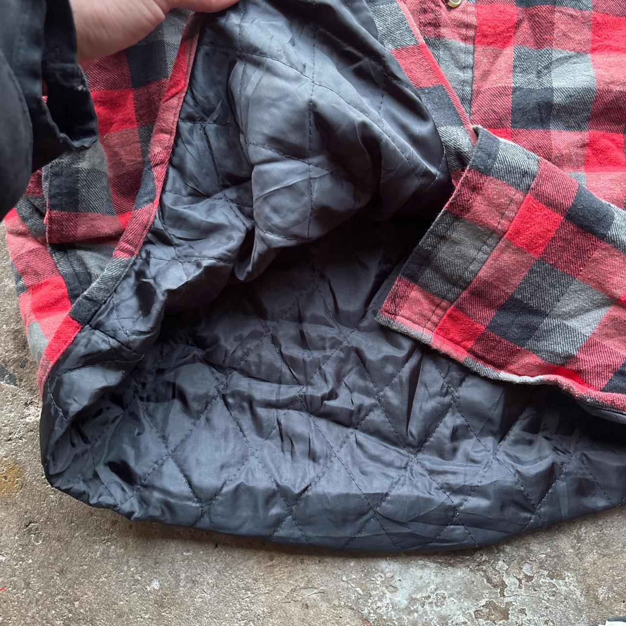 Red, grey and black plaid Wrangler workwear shirt