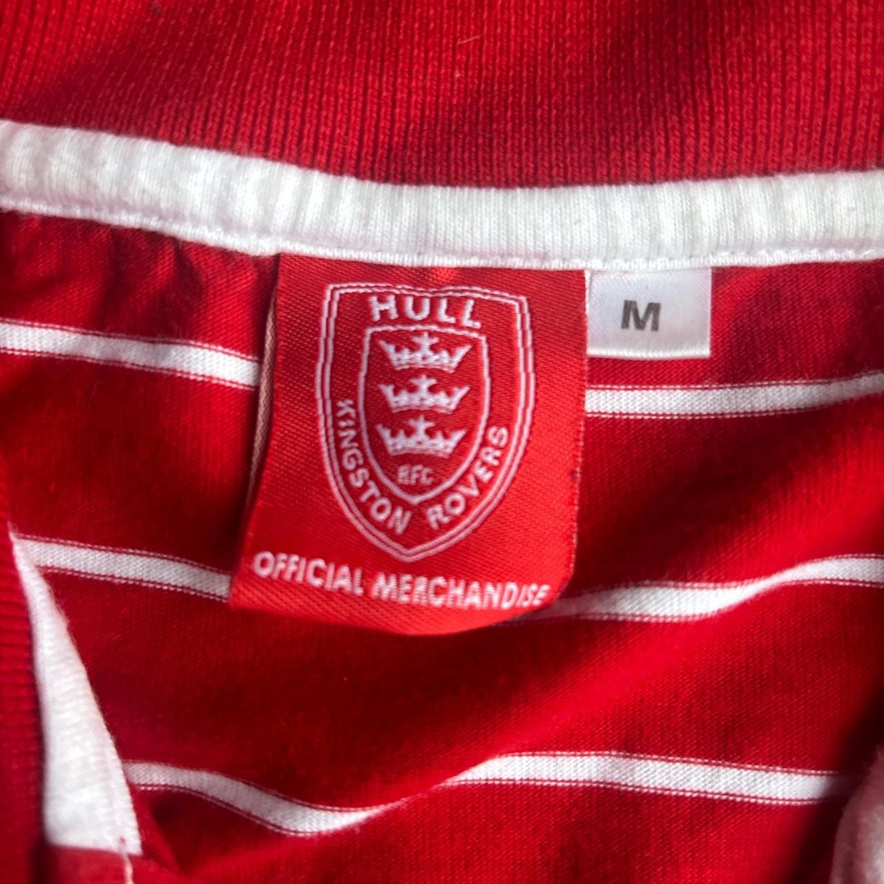 Red & White Striped Hull Kingston Rovers Polo Shirt - M