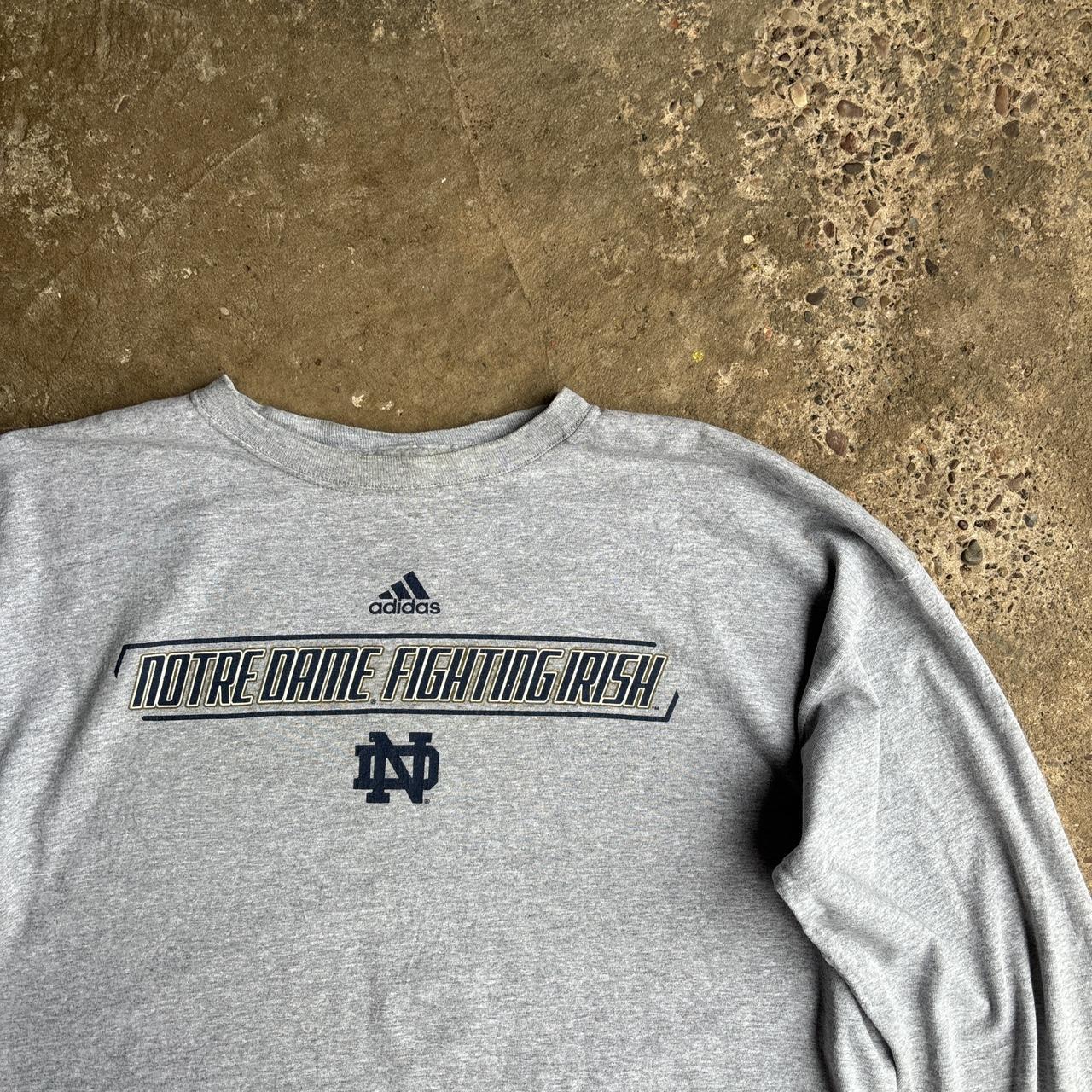 Grey Adidas Notre Dame Long-Sleeve T-Shirt
