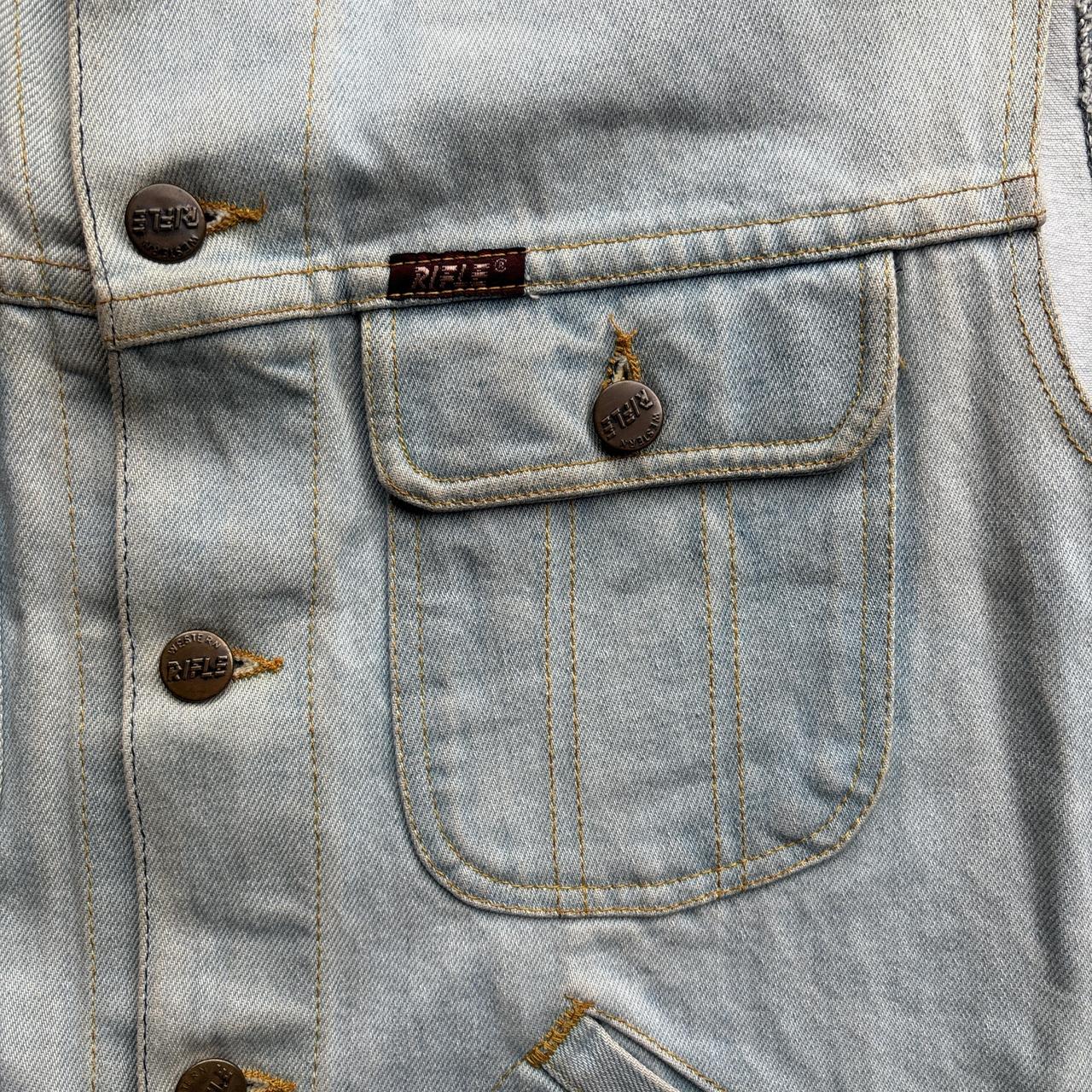 Vintage Rifle Washed Light Blue Denim Vest Jacket (high quality / heavyweight)