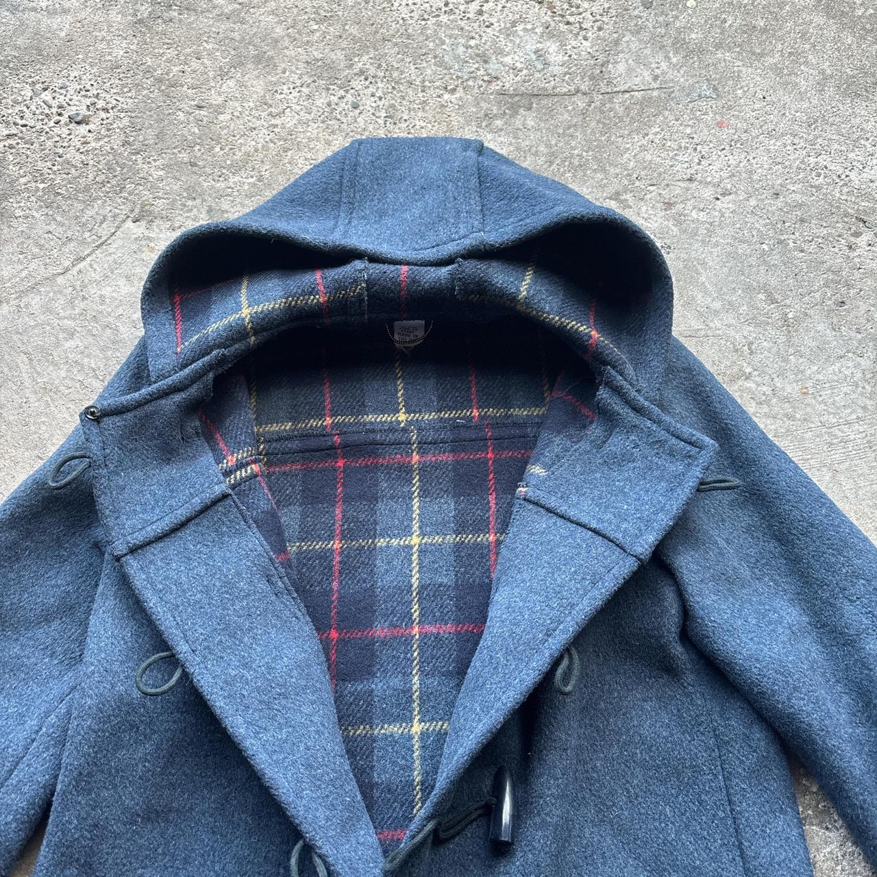 Vintage Blue wool Duffle Coat with flannel lining