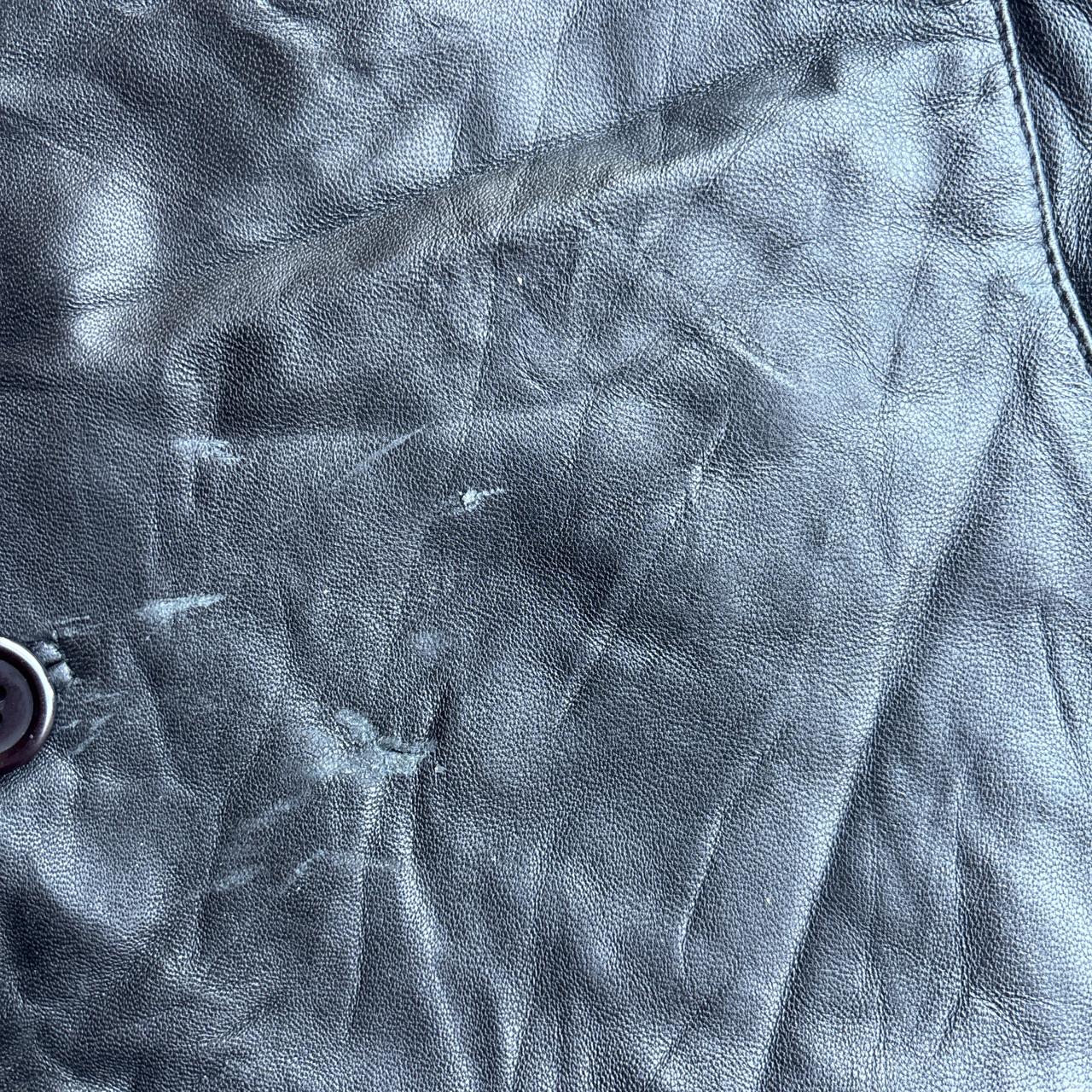 Vintage Black Leather Button Up Vest - L