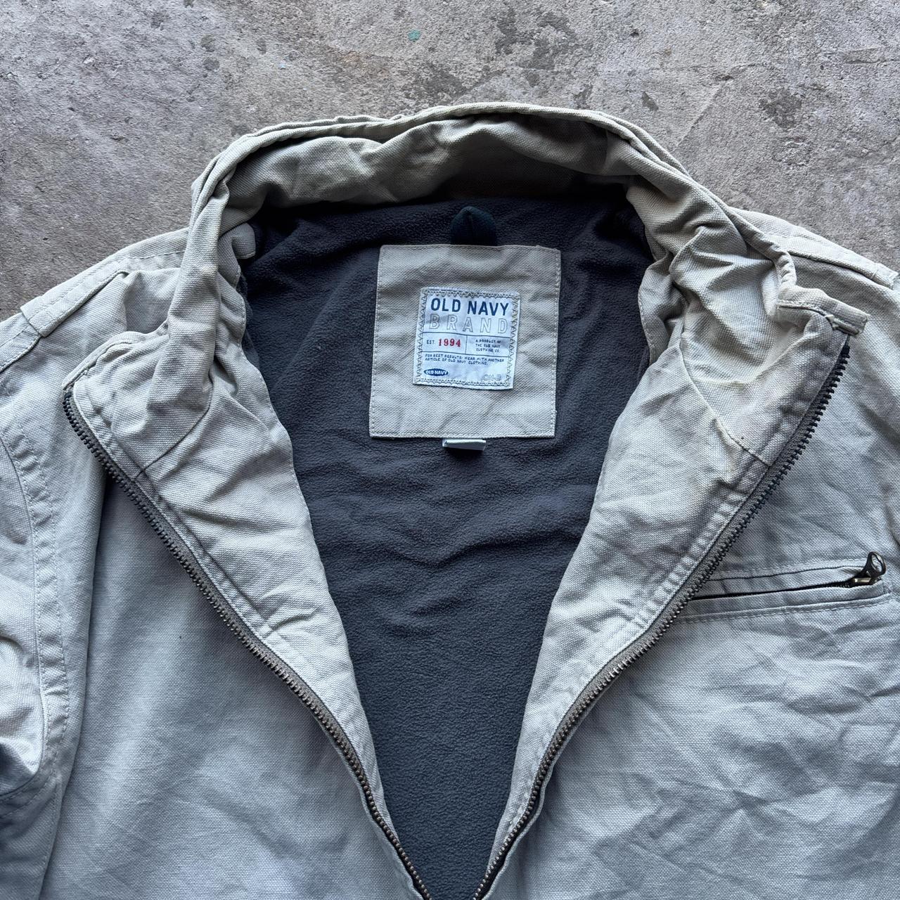 Grey Old Navy workwear jacket with fleece lining
