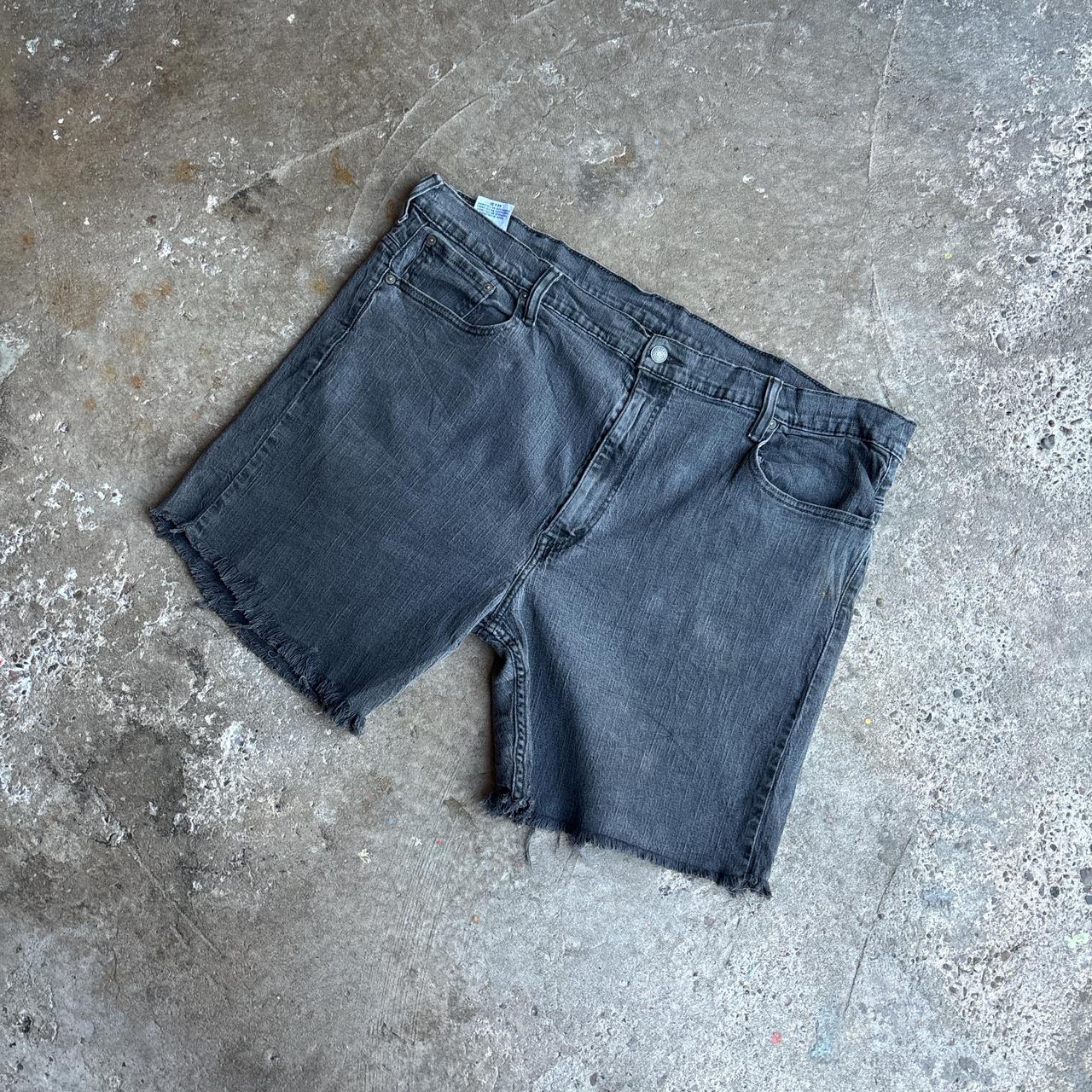 Washed Black Denim Cut Levi’s 569 Jean Shorts