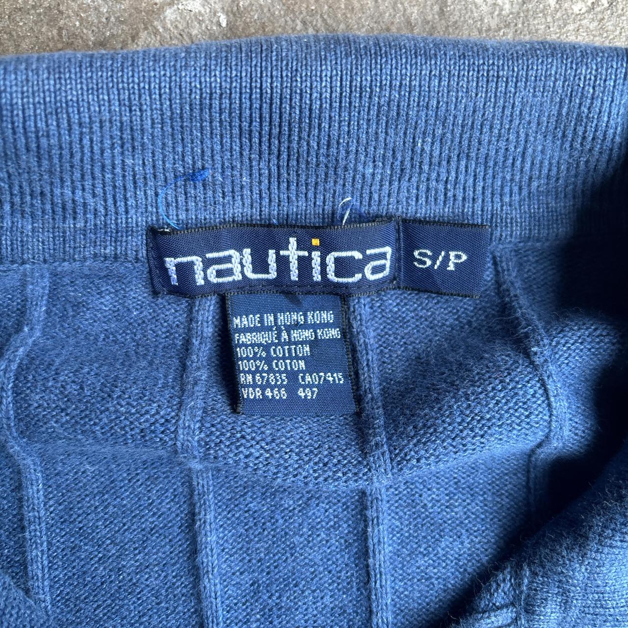 Blue Nautica Knit Long-Sleeve Polo Shirt - S