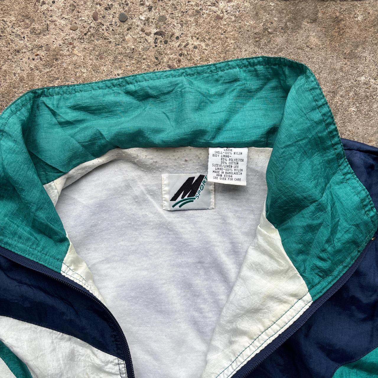 90s Navy track jacket with white and green design