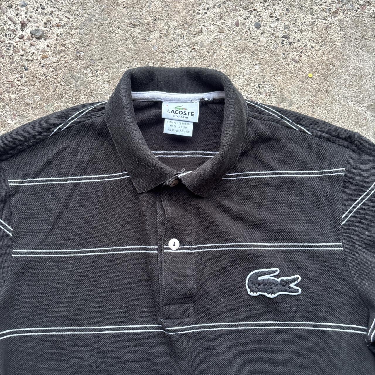 Black striped Lacoste polo shirt - S