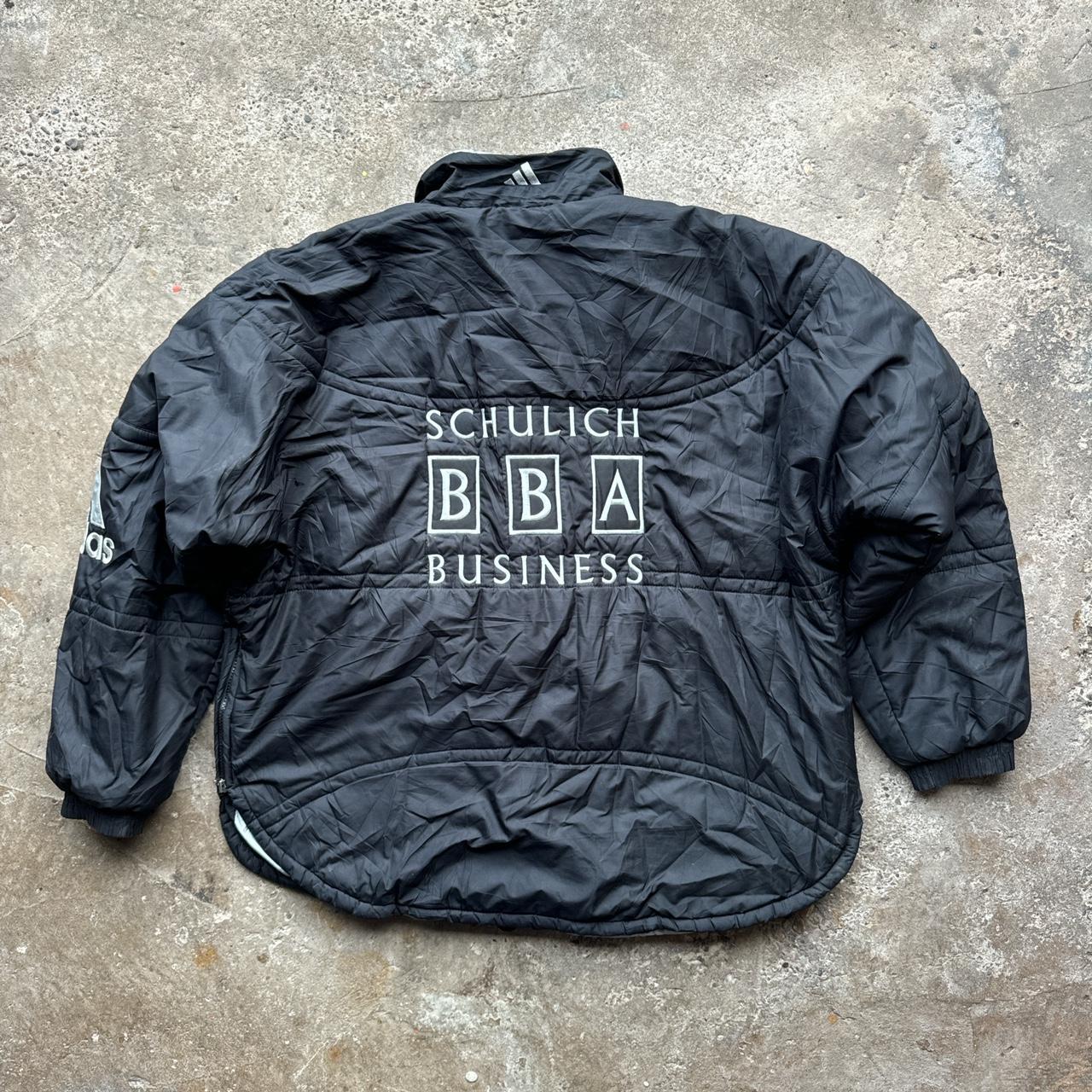 00s Black and grey Adidas puffer jacket with embroidered logos