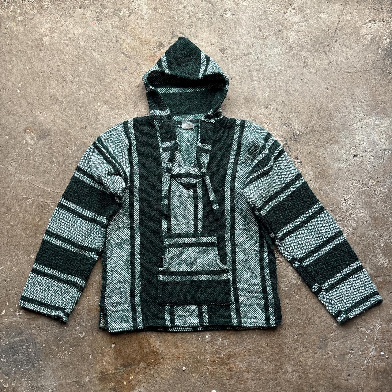 Green and white baja smock