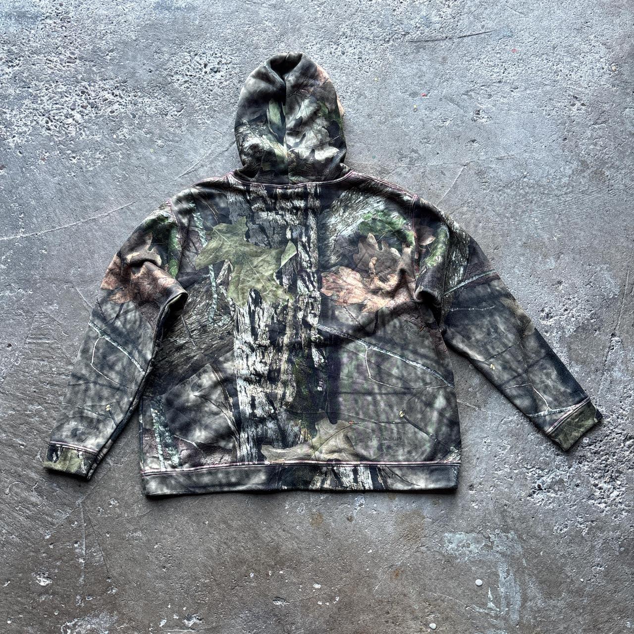 Real tree Mossy Oak hoody with pink logo - L