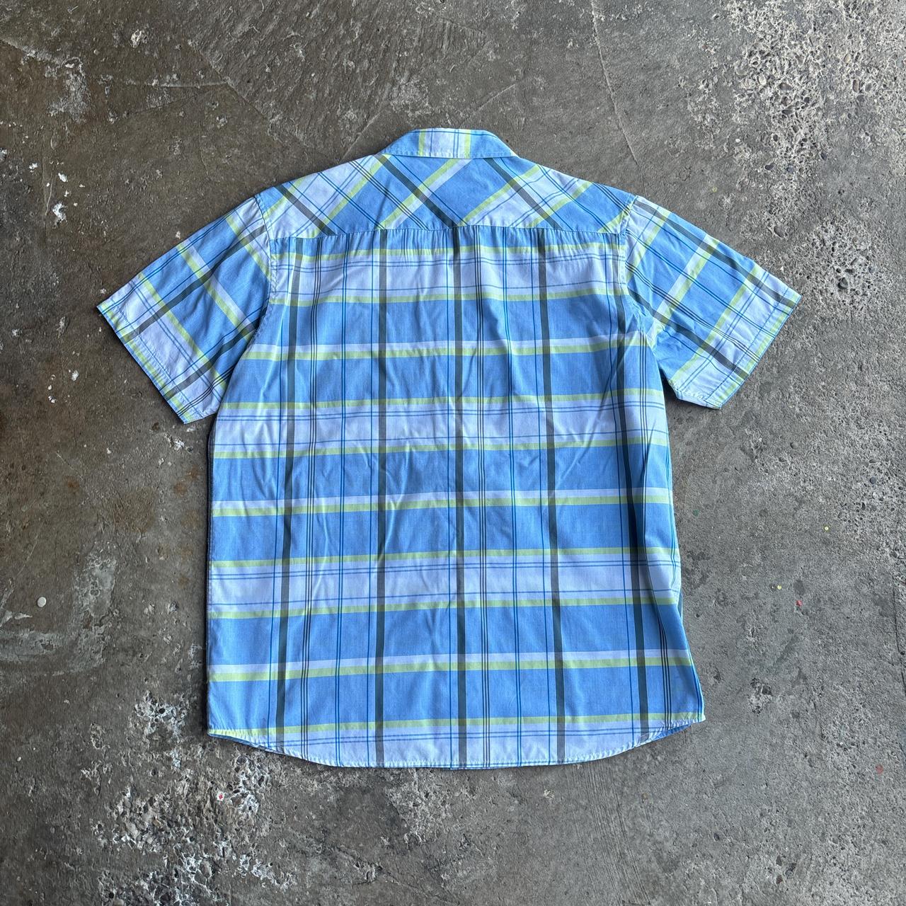 Blue & White Checkered Oakley Short-Sleeve Shirt
