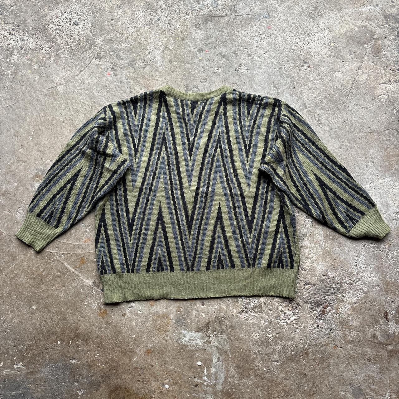 Khaki, blue and black knitted jumper