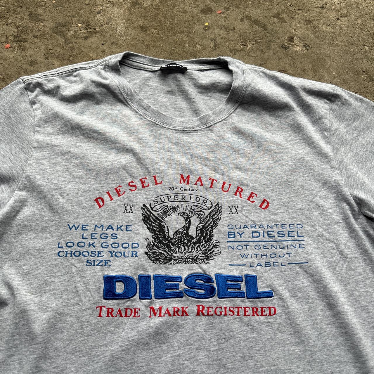 Grey Diesel t-shirt with print and embroidered design