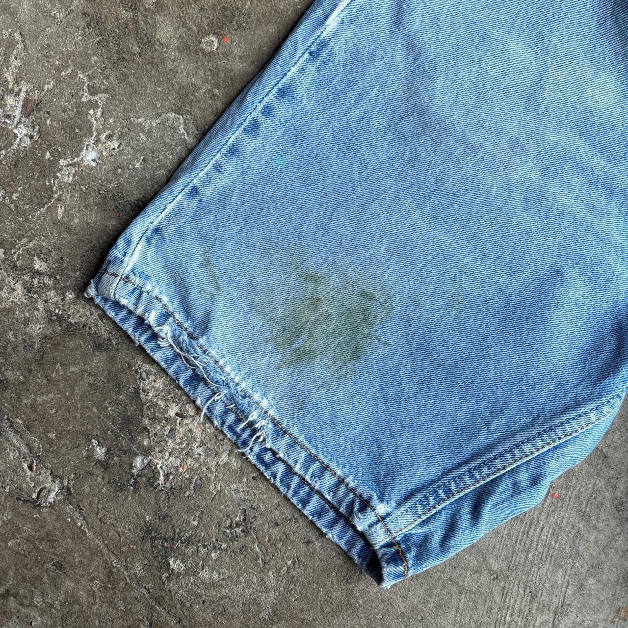 Light Blue Denim Paint Splattered Levi Jean Shorts