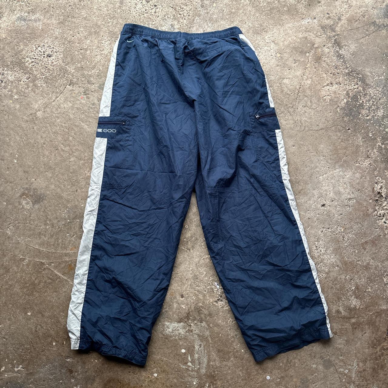 00s Navy and grey Nike track pants with embroidered logo