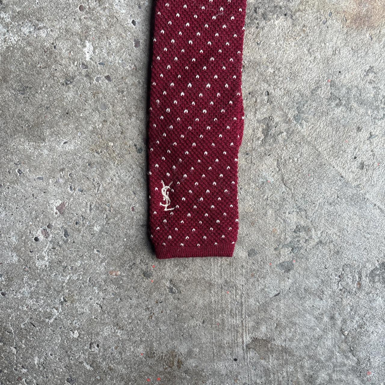 Burgundy Wool Yves Saint Laurent Patterned Tie