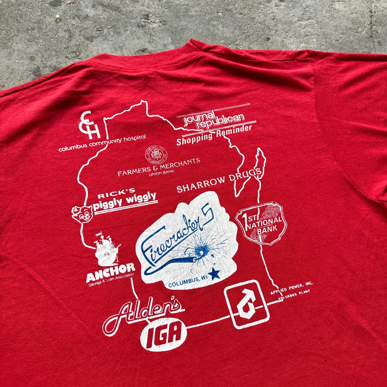 80s Red Columbus graphic tee