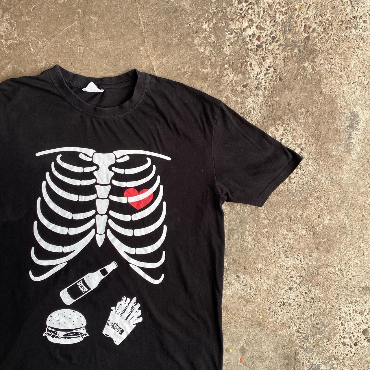 Black Skeleton Graphic Beer T-Shirt - L
