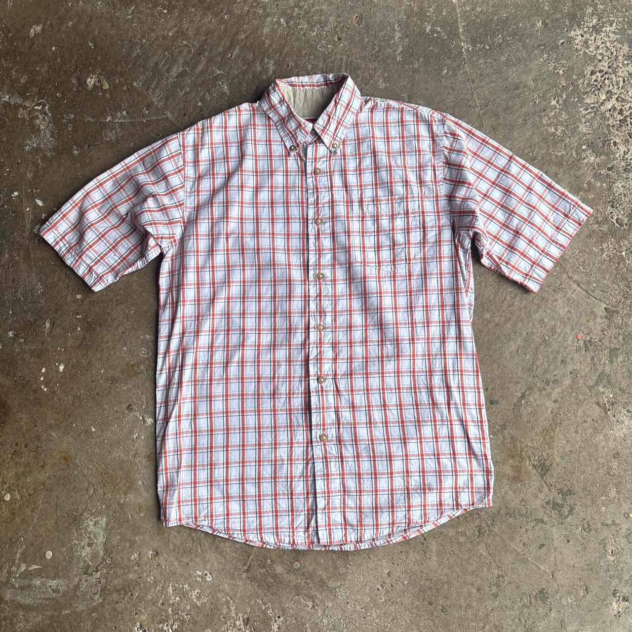White and orange Wrangler chequered short-sleeved shirt