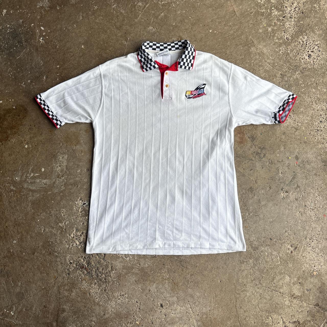 White NASCAR Cotton Polo Shirt L