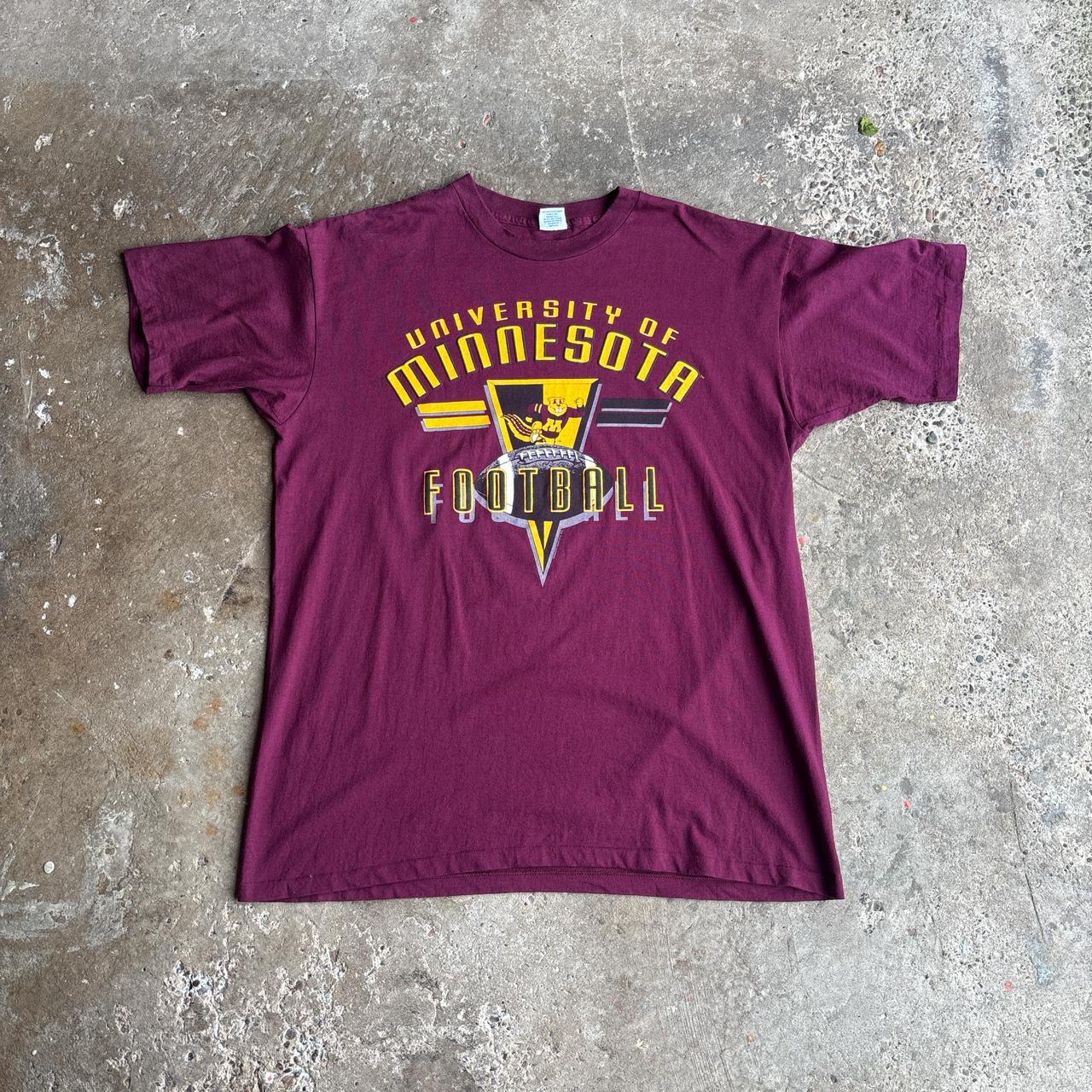 Burgundy ‘University of Minnesota Football’ Single Stitch T-Shirt