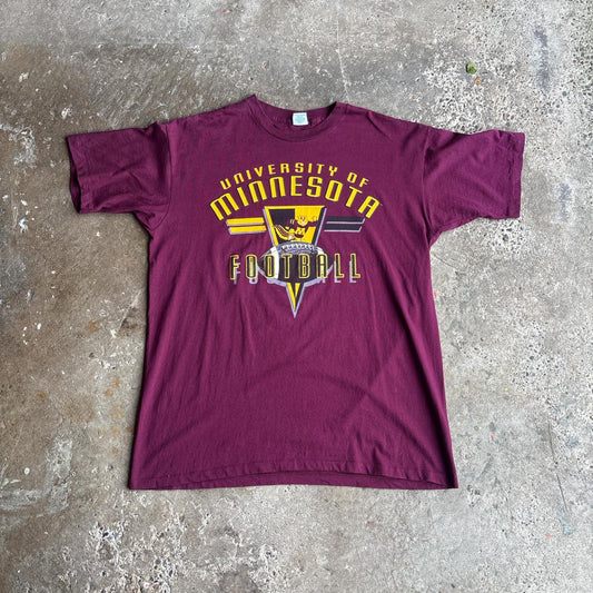 Burgundy ‘University of Minnesota Football’ Single Stitch T-Shirt