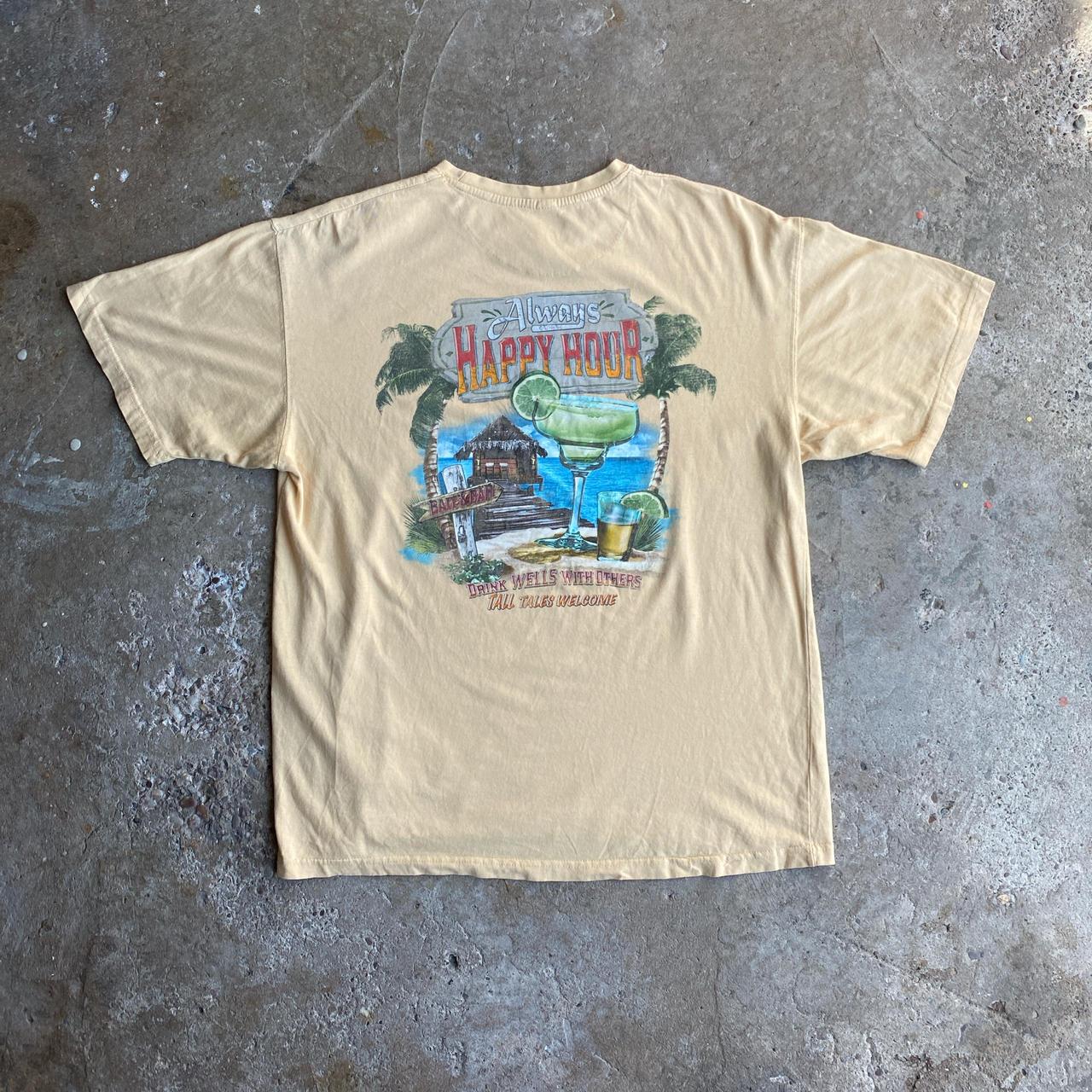 Yellow Vintage Happy Hour Bar T-Shirt - XL