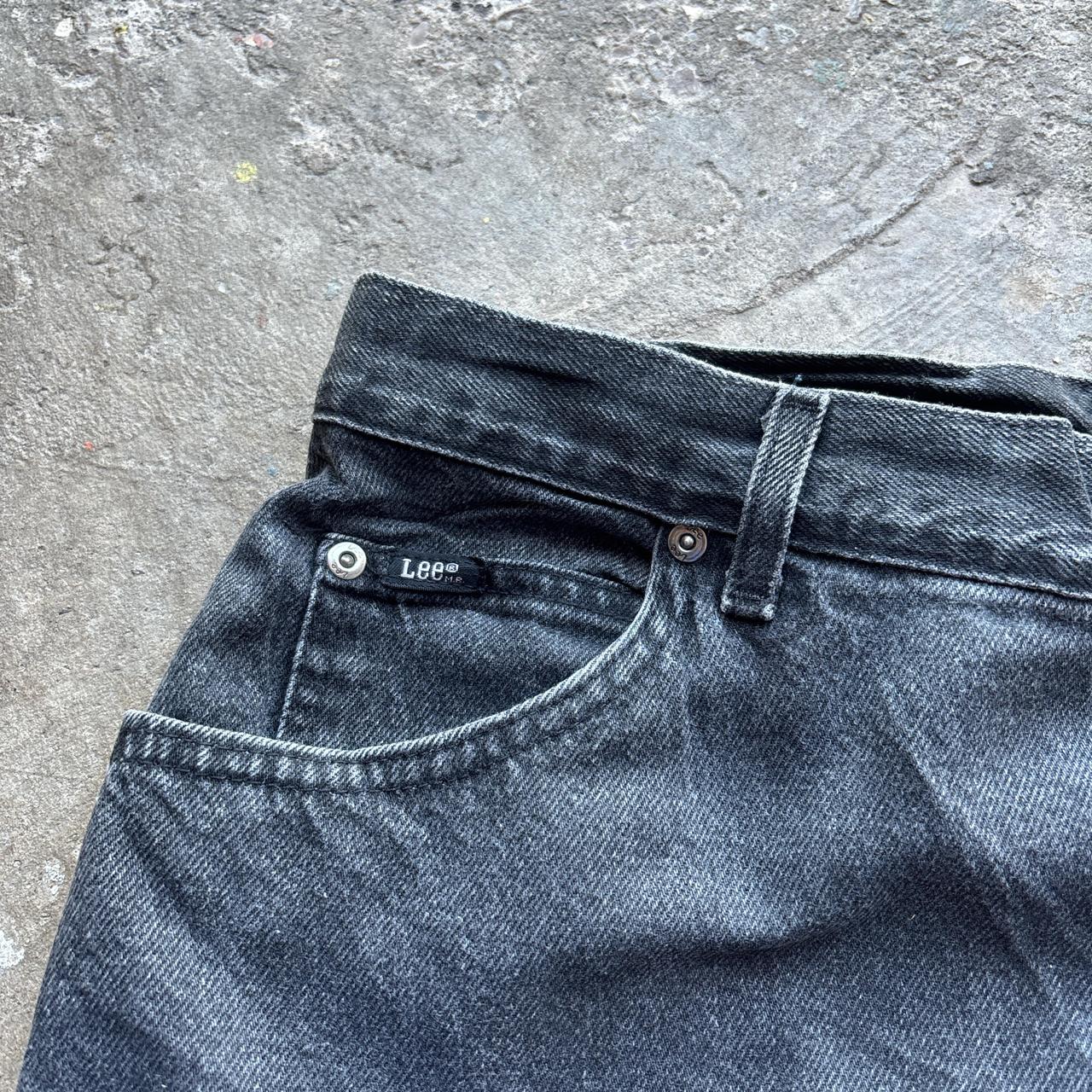 Washed black Lee denim shorts