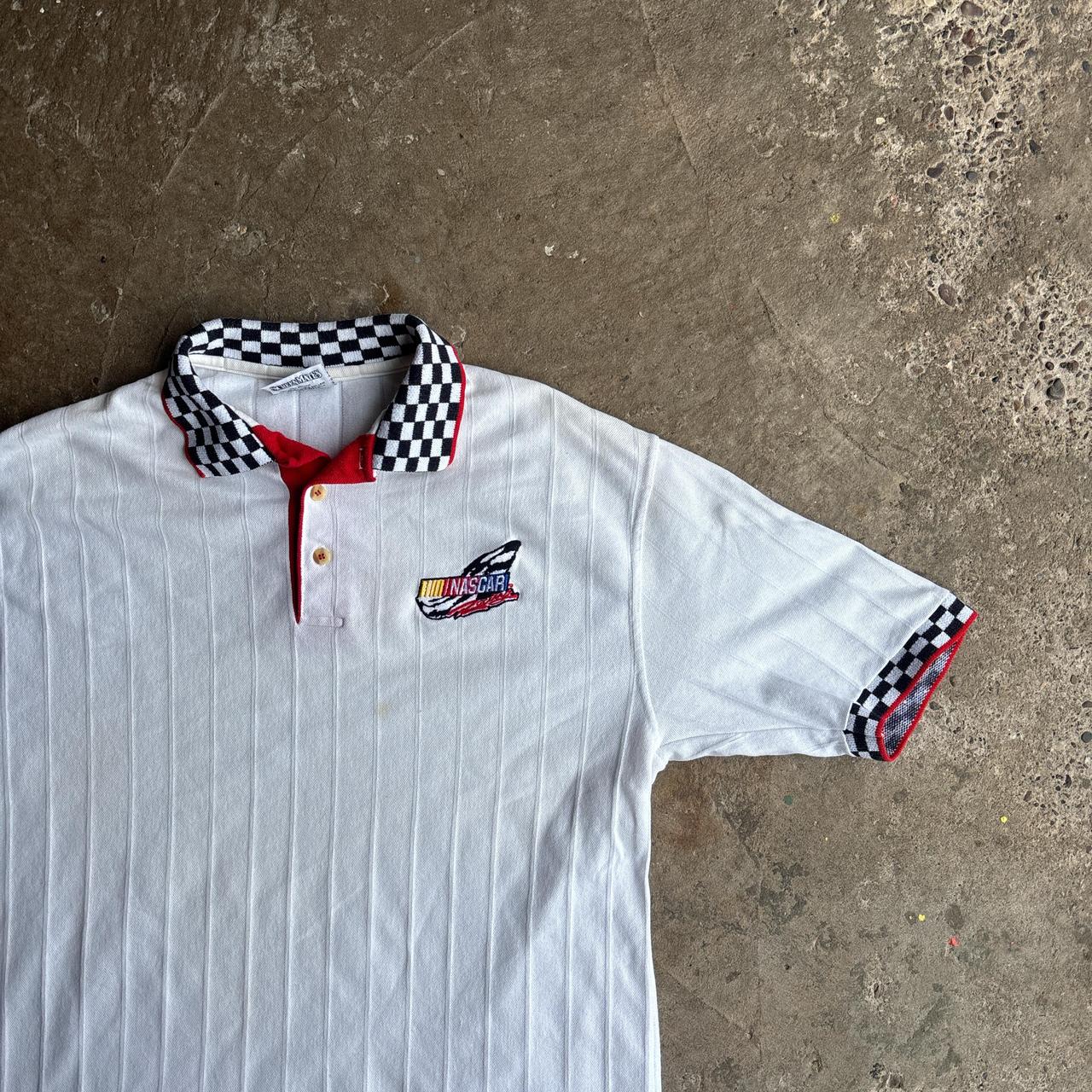White NASCAR Cotton Polo Shirt L
